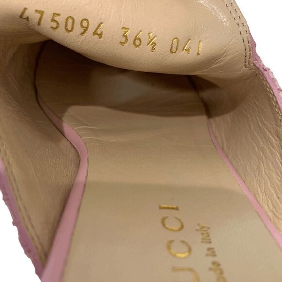 Gucci Princetown Horsebit Slipper EU 36.5 US 6.5 Pink Lace Mule Loafer Flats - Picture 9 of 10